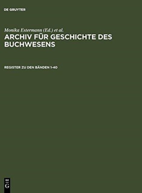 Register Zum Archiv Fur Geschichte Des Buchwesens