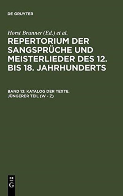 Katalog Der Texte. Jungerer Teil (W - Z)