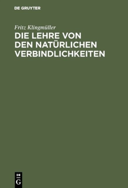 Die Lehre von den naturlichen Verbindlichkeiten