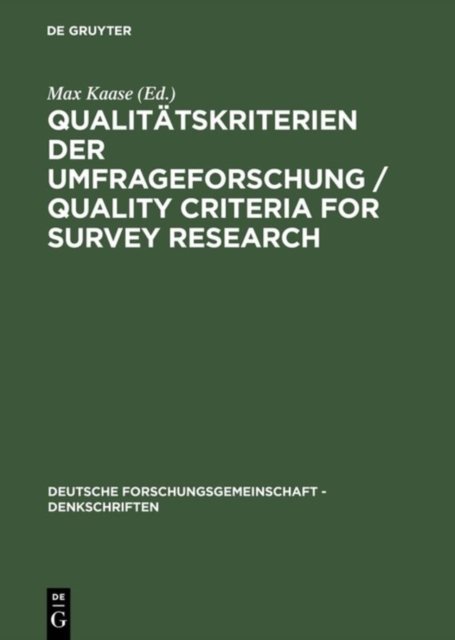 Qualitatskriterien Dere Umfrageforschung