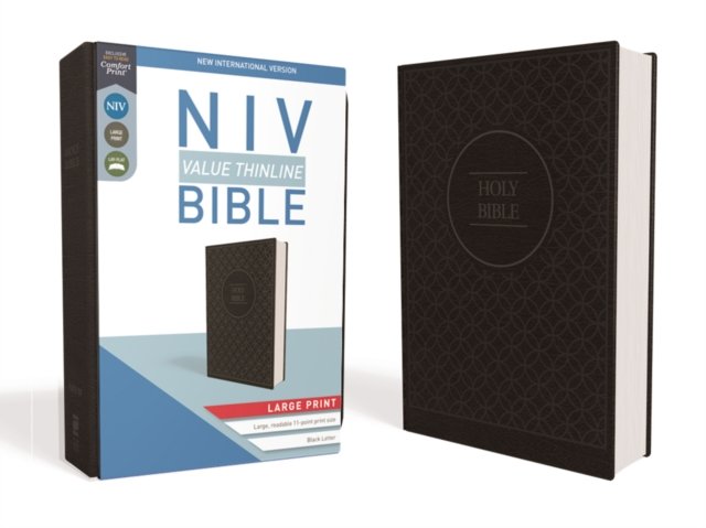 NIV, Value Thinline Bible, Large Print, Leathersoft, Gray/Black, Comfort Print
