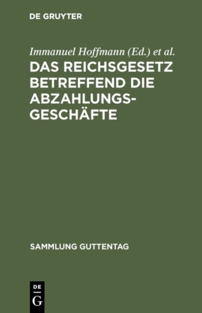 Das Reichsgesetz betreffend die Abzahlungsgeschafte