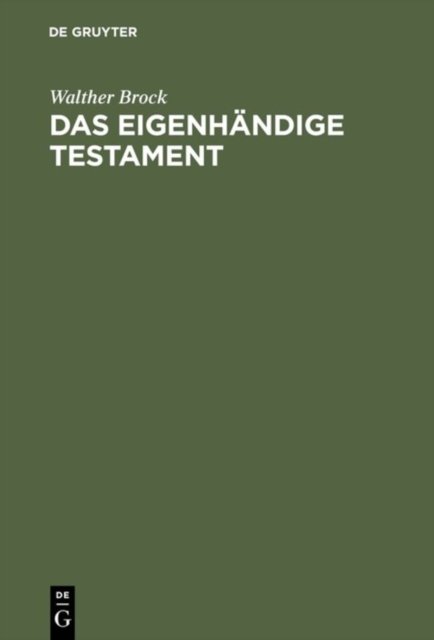 Das eigenhandige Testament