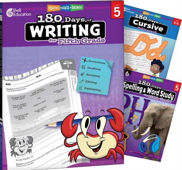 180 Days™: Writing, Spelling, & Cursive Grade 5: 3-Book Set