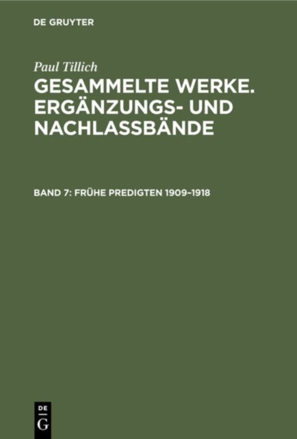 Fruhe Predigten 1909–1918
