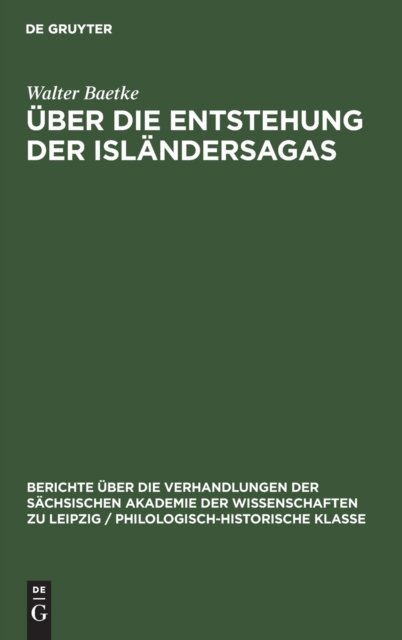 Uber Die Entstehung Der Islandersagas