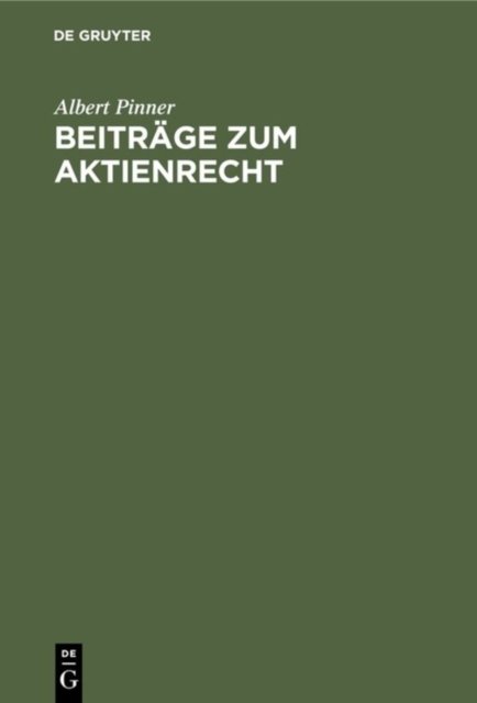 Beitrage Zum Aktienrecht