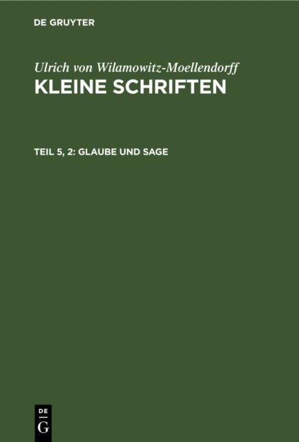 Glaube Und Sage