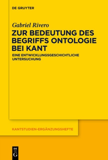 Zur Bedeutung Des Begriffs Ontologie Bei Kant