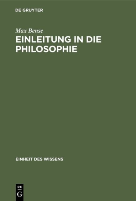 Einleitung in Die Philosophie
