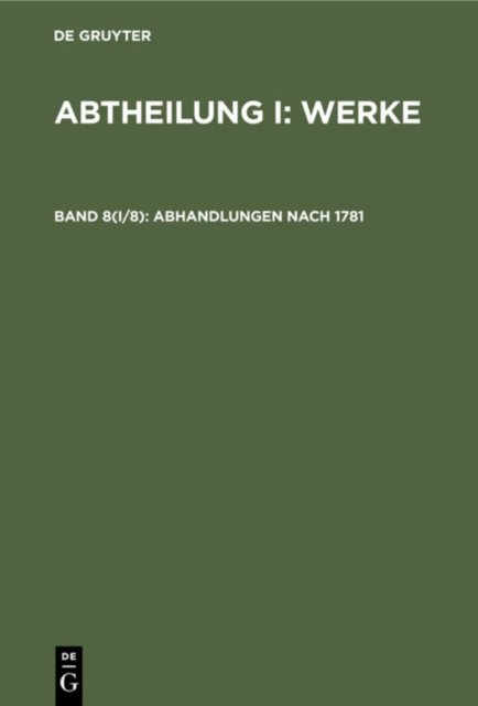 Abhandlungen Nach 1781