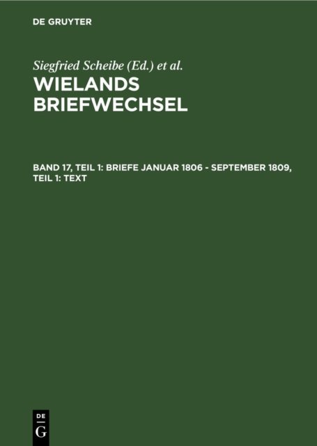 Briefe Januar 1806 - September 1809, Teil 1