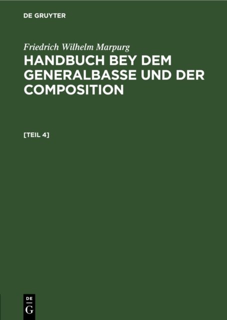 Anhang Zum Handbuche Bey Dem Generalbasse Und Der Composition