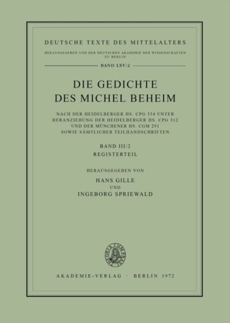 Die Gedichte DES Michel Beheim