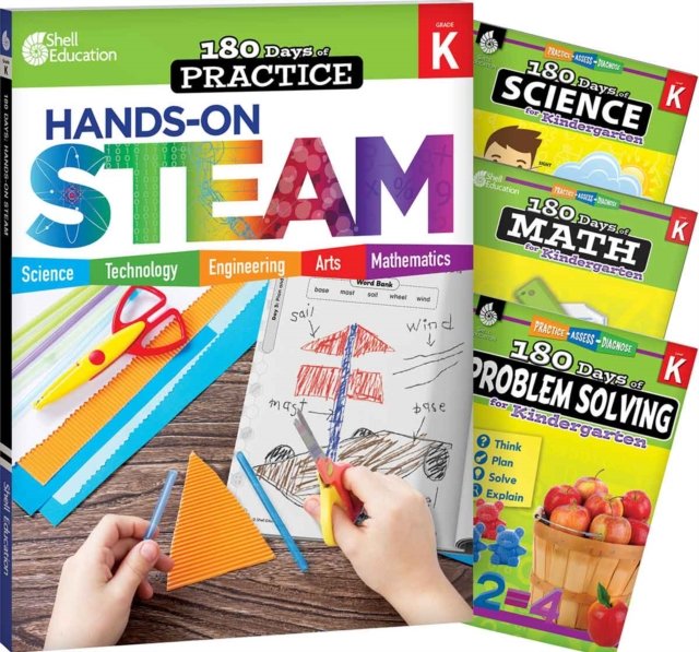 180 Days™: STEAM, Science, Math, & Problem Solving Grade K: 4-Book Set