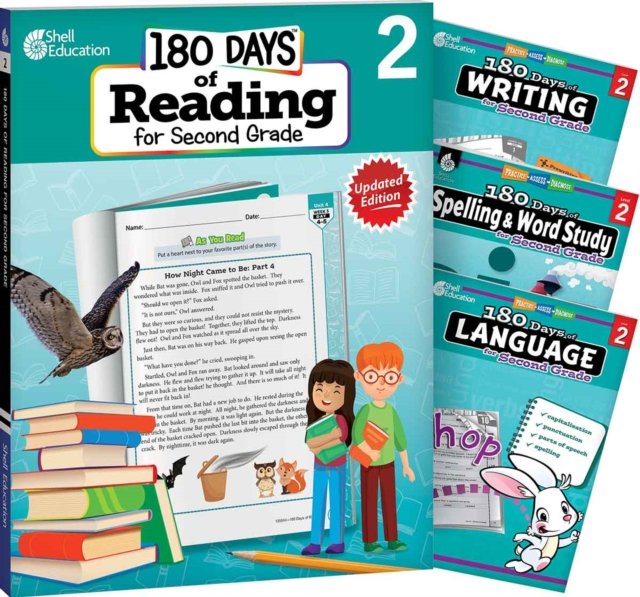 180 Days™: Reading 2nd Ed, Writing, Spelling, & Language Grade 2: 4-Book Set
