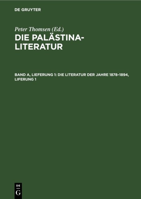 Literatur der Jahre 1878–1894, Liferung 1