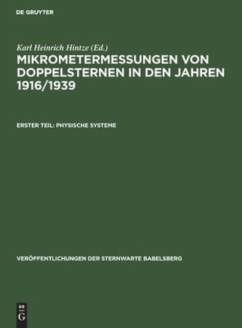 Mikrometermessungen Von Doppelsternen in Den Jahren 1916/1939