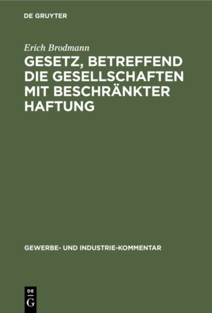 Gesetz, Betreffend Die Gesellschaften Mit Beschrankter Haftung