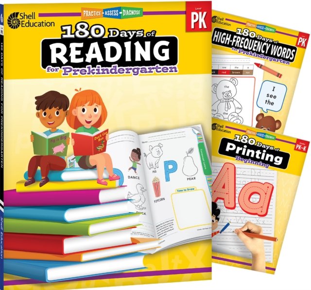 180 Days™: Reading, High-Frequency Words, & Printing Grade PK: 3-Book Set