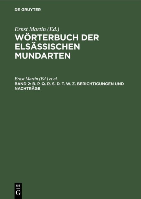 B. P. Q. R. S. D. T. W. Z. Berichtigungen Und Nachtrage