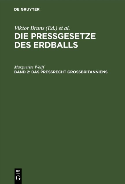 Das Preßrecht Großbritanniens