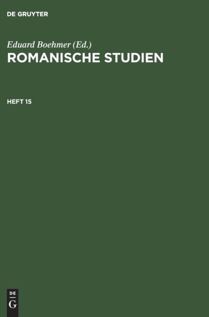 Romanische Studien. Heft 15
