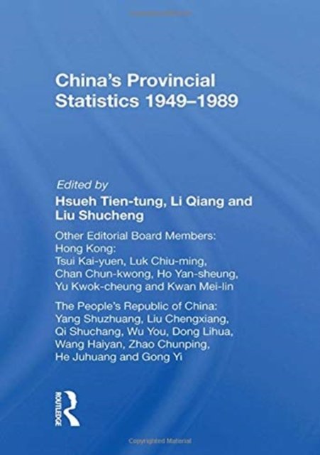 China's Provincial Statistics, 1949-1989