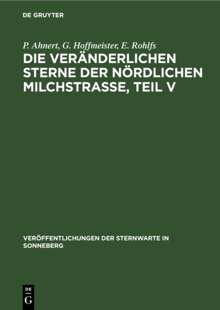 Die Veranderlichen Sterne Der Nordlichen Milchstraße, Teil V