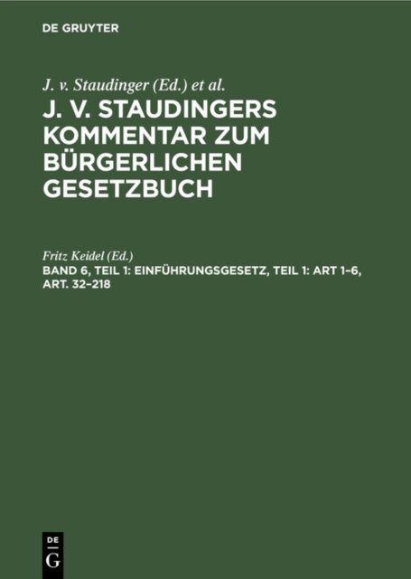 Einfuhrungsgesetz, Teil 1: Art 1-6, Art. 32-218