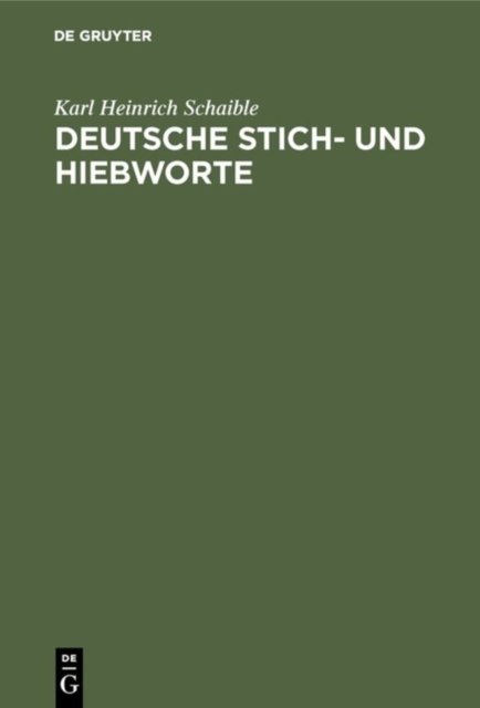 Deutsche Stich- Und Hiebworte