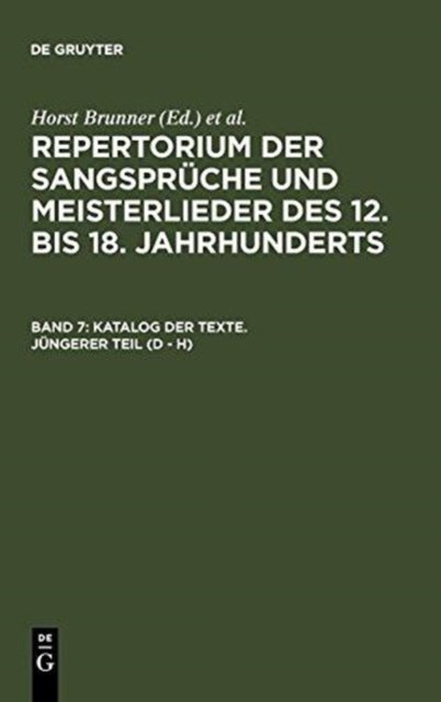 Katalog Der Texte. Jungerer Teil (D - H)