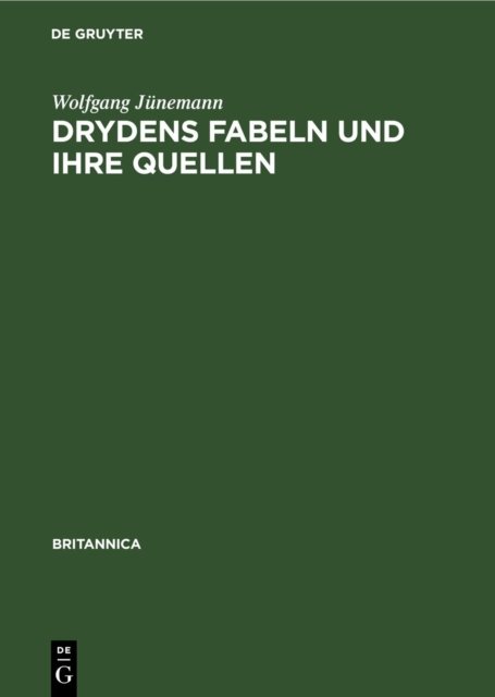 Drydens Fabeln Und Ihre Quellen