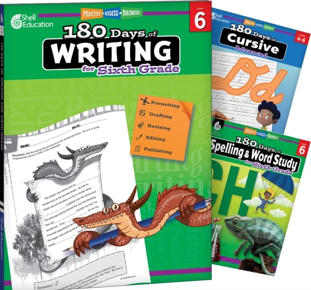 180 Days™: Writing, Spelling, & Cursive Grade 6: 3-Book Set