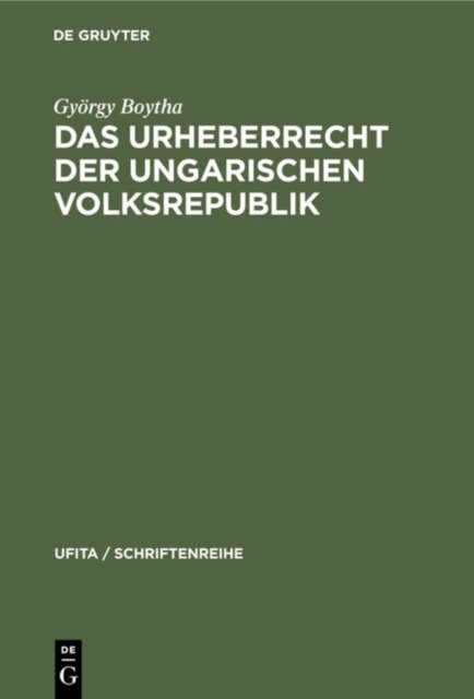 Das Urheberrecht Der Ungarischen Volksrepublik