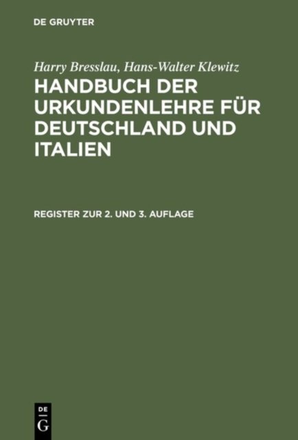 Register Zur 2. Und 3. Auflage
