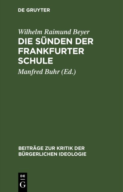 Die Sunden Der Frankfurter Schule