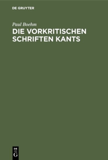 vorkritischen Schriften Kants