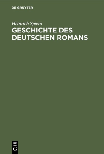 Geschichte Des Deutschen Romans