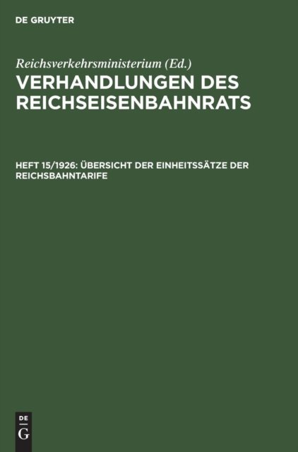 Ubersicht Der Einheitssatze Der Reichsbahntarife