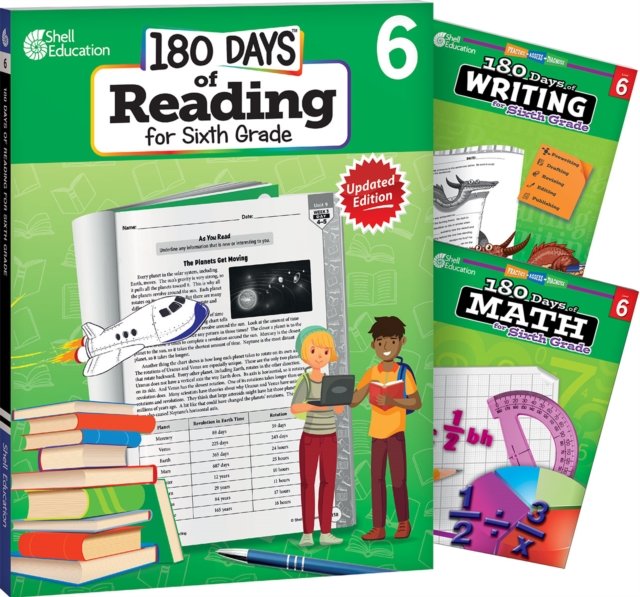 180 Days™: Reading, Writing and Math for Grade 6: 3-Book Set