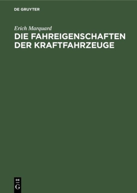 Die Fahreigenschaften Der Kraftfahrzeuge