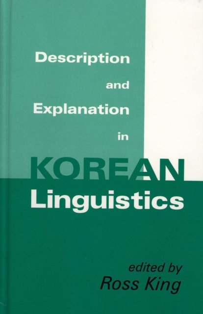 Description and Explanation in Korean Linguistics