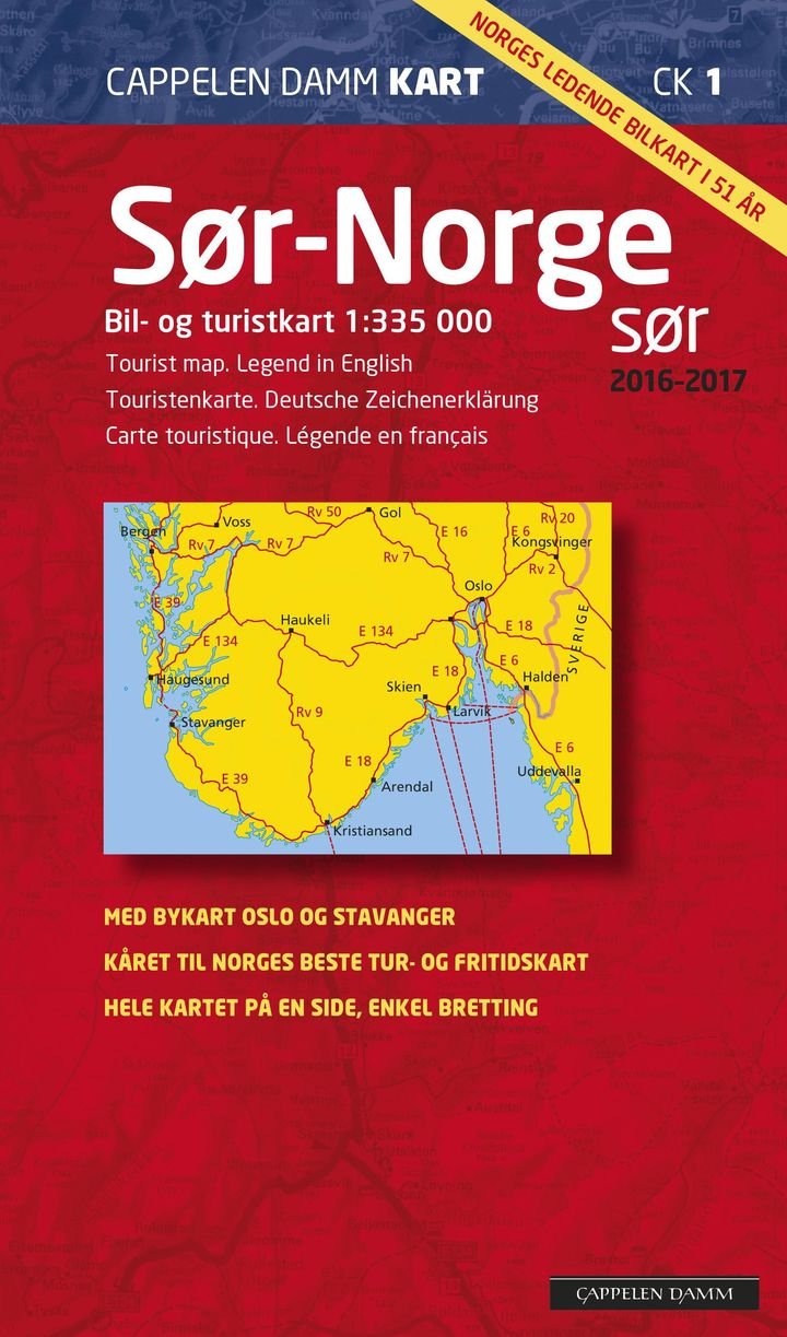 Sør-Norge sør - bil- og turistkart