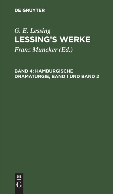 Hamburgische Dramaturgie, Band 1 Und Band 2