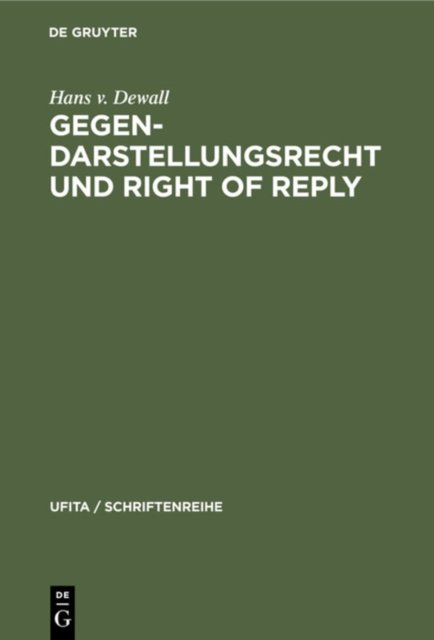 Gegendarstellungsrecht Und Right of Reply