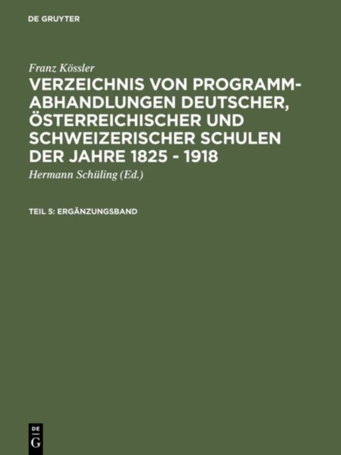 Erganzungsband