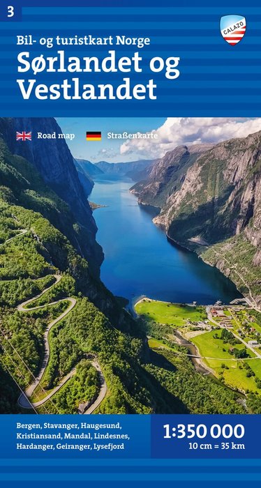 Car and tourist map South and West Norway (Sør- og Vestlandet)