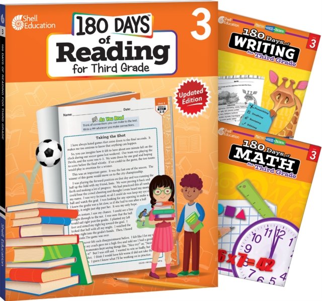 180 Days™: Reading, Writing and Math for Grade 3: 3-Book Set