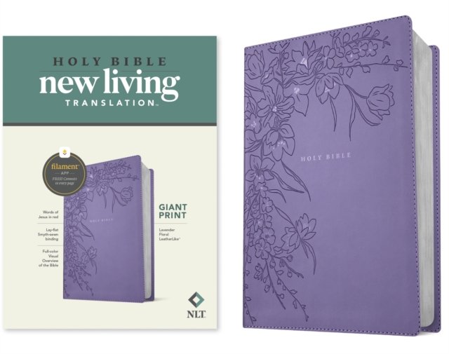 NLT Giant Print Bible, Filament Enabled (LeatherLike, Lavender Floral, Red Letter)